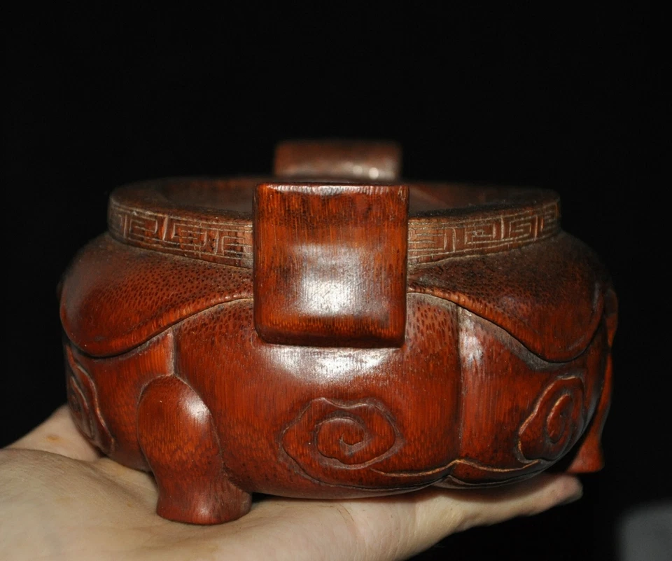 Queimador de incenso esculpido em madeira raiz de bambu natural porcelana sacrifício de exorcismo - Imagem 2 de 4