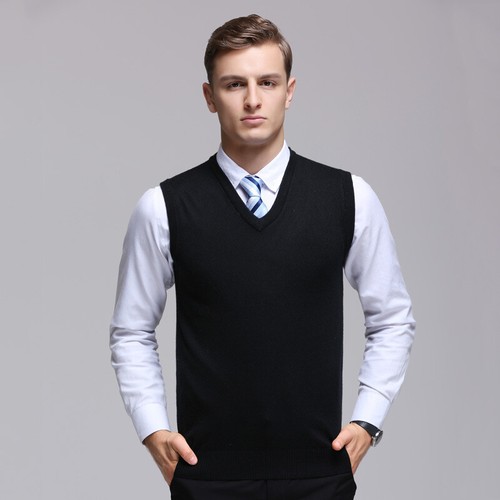 Herren V-Ausschnitt ärmellos Pullover Weste Slim Fit Strickpullover Gilets Tank Tops - Bild 40 von 45