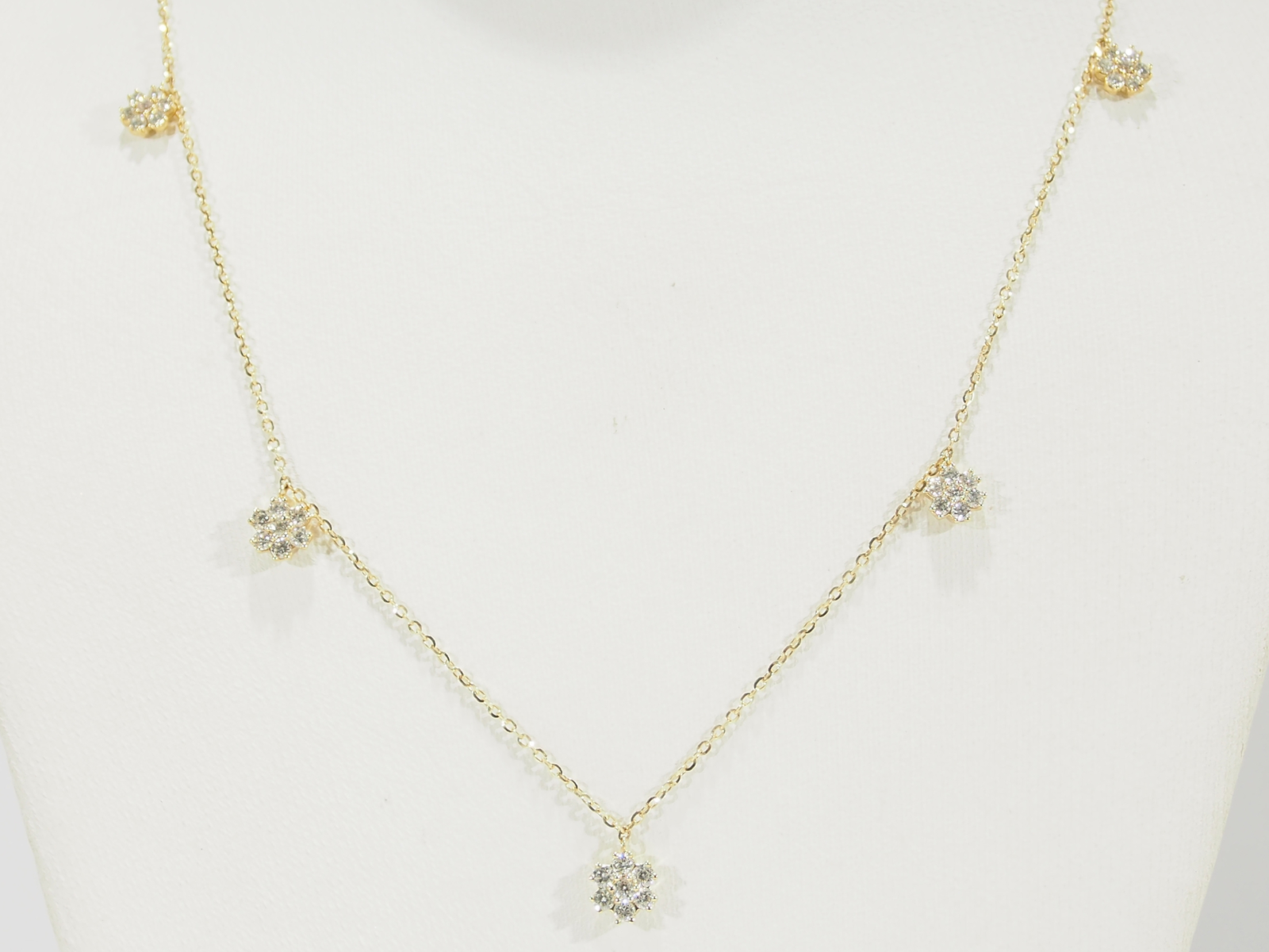 18K Diamond Flower Cluster Necklace Yellow Gold 0.60ctw eBay