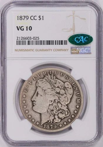 1879-CC $1 Morgan Silver Dollar NGC VG10 CAC Green Bean
