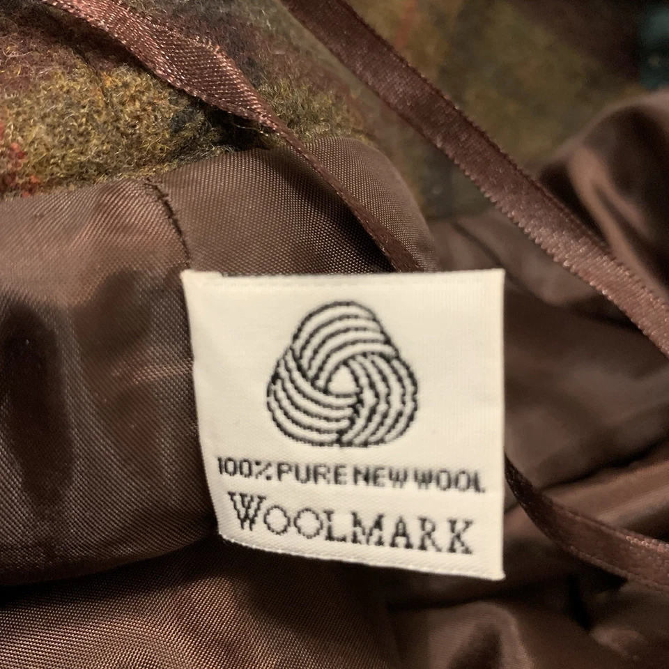 Винтажный Lauren Ralph клетку юбка коричневый женщин 8 чисто шерсти стороне кожаная пряжка опрятный - Изображение 3 из 4