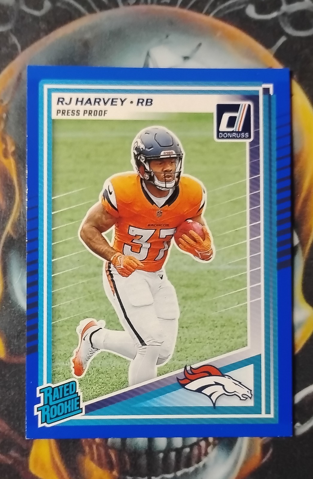 2025 Panini Donruss - Rated Rookie RJ Harvey #312 Press Proof Blue (RC)