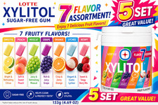 Lotte Xylitol Gum 7 Flavor Assortment Bottle 133g x5 Set Japan