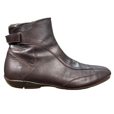Bacco Bucci Llorente Brown Leather Side Strap Ankle Boots Size 43 US 10