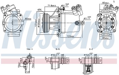 Nissens 890950 compressor, air conditioning for Opel, Suzuki, Vauxhall