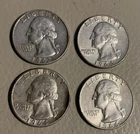 Lot Of 4 Silver Washington Quarters  1962 1964