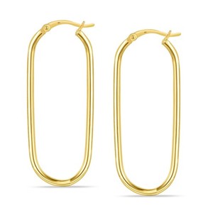 Authentic 14K Gold-Plated 925 Sterling Silver Post Oval Large Hoop Earrings for Women 52mm
