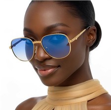 NEW Women Wrap Rimless Designer Fashion Sunglasses Square Gold Retro Shades 2026