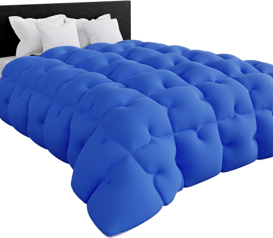 Trapunta 140 X 200 Cm Calda Grande Freddo Diamante - Reversibile Blu - Imbottitu - Immagine 2 di 4