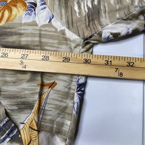 Camicia hawaiana tropicale Tommy Bahama XXL uomo palme barca a vela rilassata - Foto 6 di 8