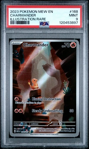 2023 POKEMON MEW EN-151 ILLUSTRATION RARE #168 CHARMANDER PSA 9