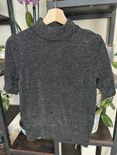 Michael Kors Shimmering Black Silver Short Sleeve Sweater XS