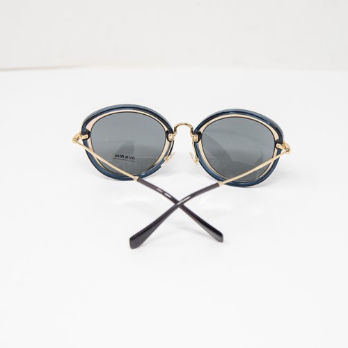 NUEVO Gafas de sol Miu Miu Made In Italy SMU50R ojo de gato azul negro dorado - Imagen 4 de 5