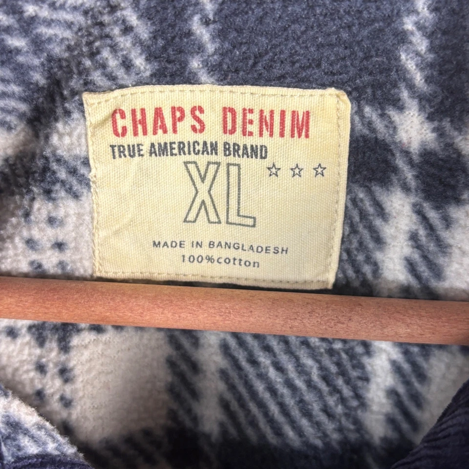 De Colección Chaps Denim Hombres Pana Forrada de Vellón Camisa Chaqueta Chaqueta XL Trabajo al Aire Libre Foto 4 de 4