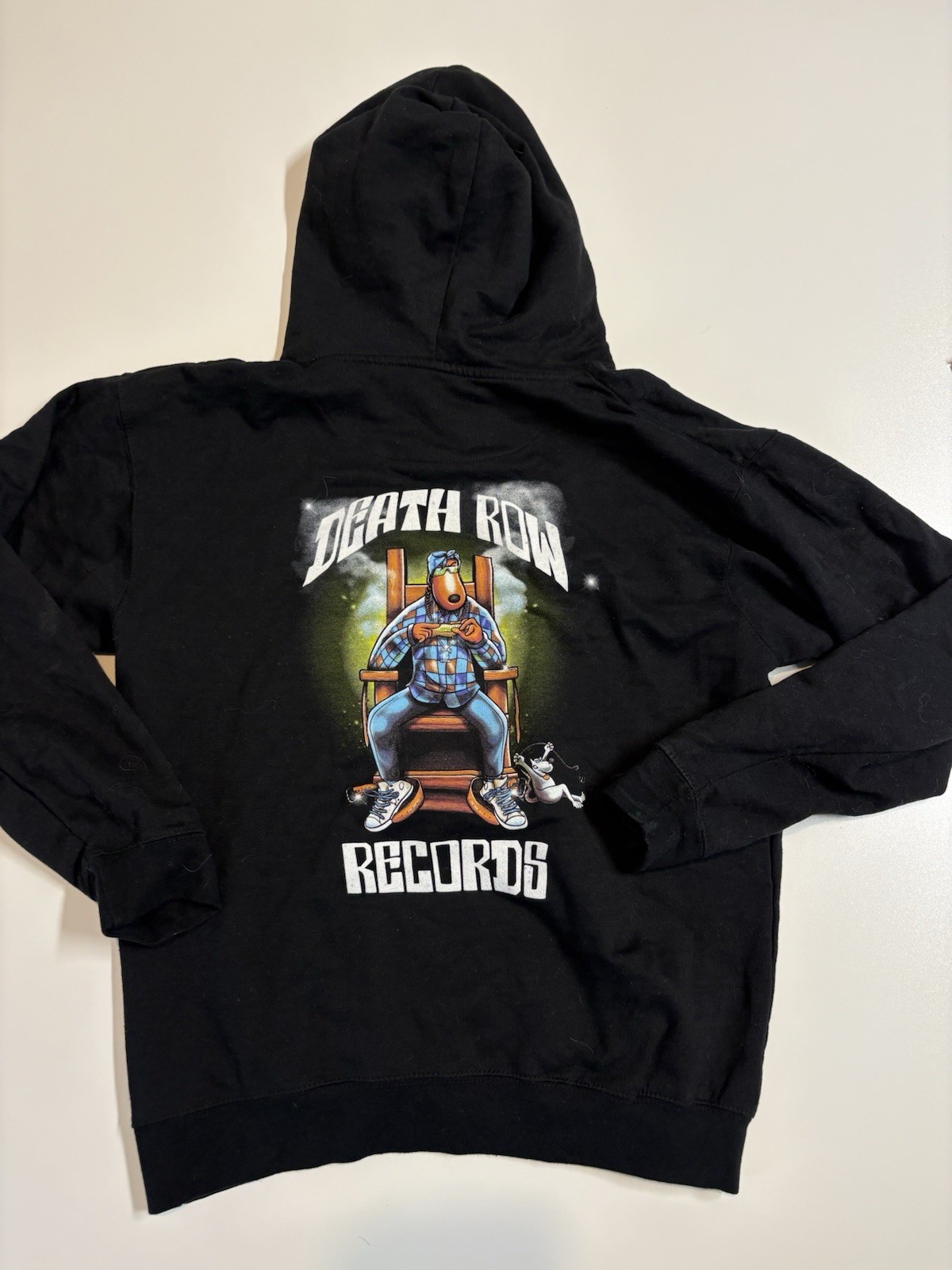 FILA Felpa con cappuccio Death Row Records ancora fumando maglione nero Snoop Dogg taglia L rara difficile da trovare