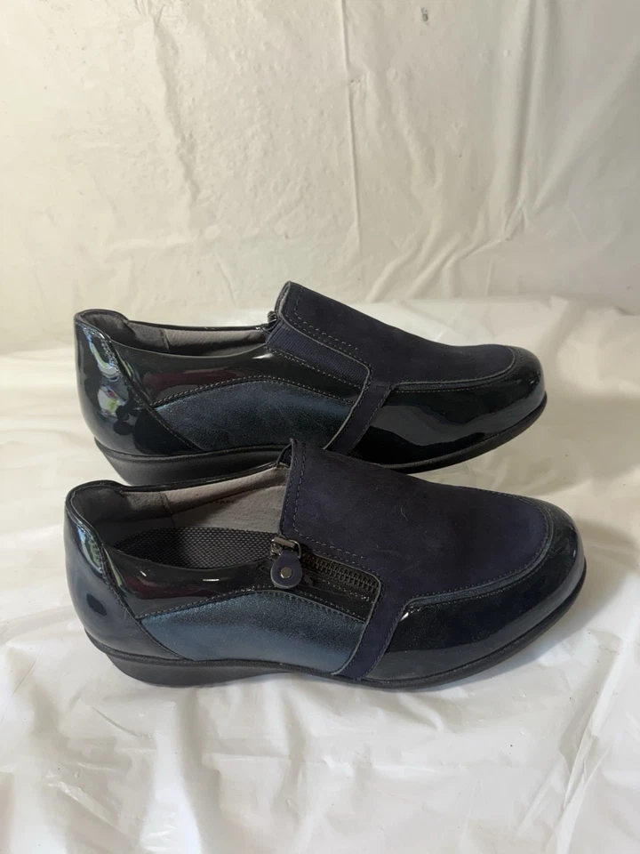 Drew Padua Women's 10WW Loafer Shoes patent suede combo Diabetic Comfort Zip - Image 4 of 4