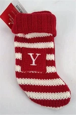 Letter Y Knit Monogram Striped Mini Stocking Wondershop Red/White Xmas Target 8"