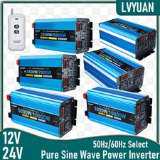 5000W/10000W 3500W/7000W Pure Sine Wave Power Inverter 24V 12V USB 2AC Converter