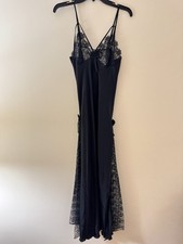 New Hand Made Black Lace/satin Slip Dress Lingerie One Size
