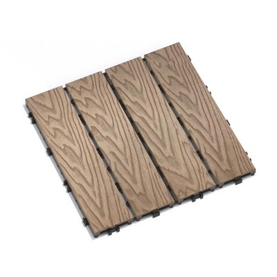 11-Piece Interlocking WPC Patio Tiles   Composite Wood-, Weather Resistant,