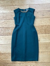Calvin Klein Green Chain Detail Bodycon Evening Office Smart Dress Size 8