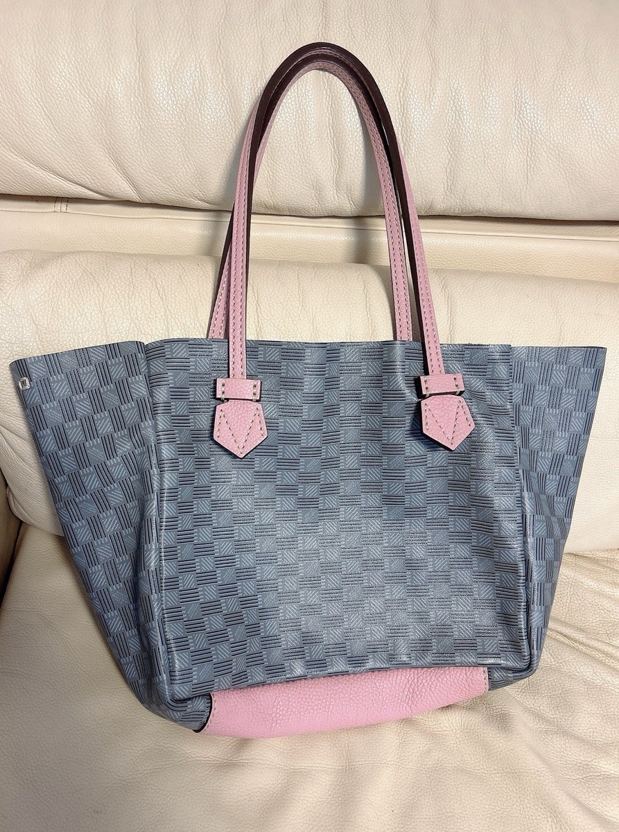 MOREAU PARIS Monogram Tote Bag gray pink  Leather