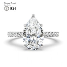 Pear Diamond Engagement Ring 18k White Gold Labgrown 5.35 Ct Solitaire