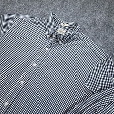 J.Crew Secret Wash Shirt Stretch Mens L Navy Gingham Check Button Down Slim Fit