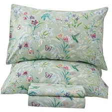's House Sheets Butterfly Bird Print Bed Sheet Collection Set Queen Green Bird