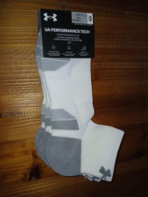 3-Pack Under Armour UA Performance Tech Unisex Cushione Lo Cut Socks 13-16 White