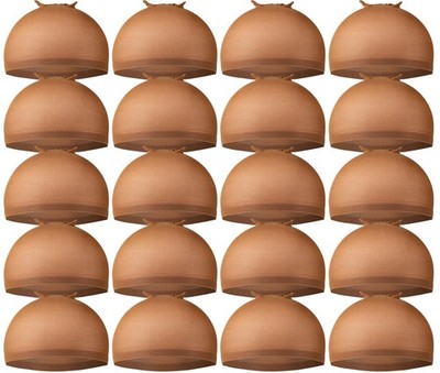 Teenitor Wig Caps, 20 Pack Stretchy Nylon Skin 8.5 Inch x 0.7 Inch, Brown