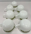 Pyrex Crazy Daisy Spring Blossom Coffee Cups Mugs White Green Lot Of 7 Vintage