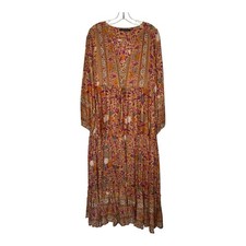 The Adventure Dress Sz L / XL Bohemian Floral Maxi Dress Front Slit Vneck 
