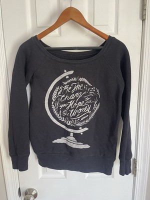 Sevenly Women's Limited Edition Globe Graphic Pullover Sweatshirt Black S