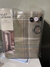 NEXT Green Brushed WOVEN Tartan CHECK EYELET LINED CURTAINS 228x229cm ( 90x90" )