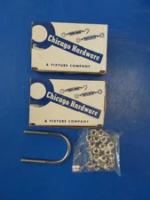 2 Lots Of 10 U-bolts w/o plates for 1" pipe 1/4"×1-1/2"×2-3/4" Chicago Hardware