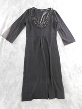 Boden Dress Womens 8 Black Wool Beaded Neck 3/4 Sleeve Lined Capsule Cocktail