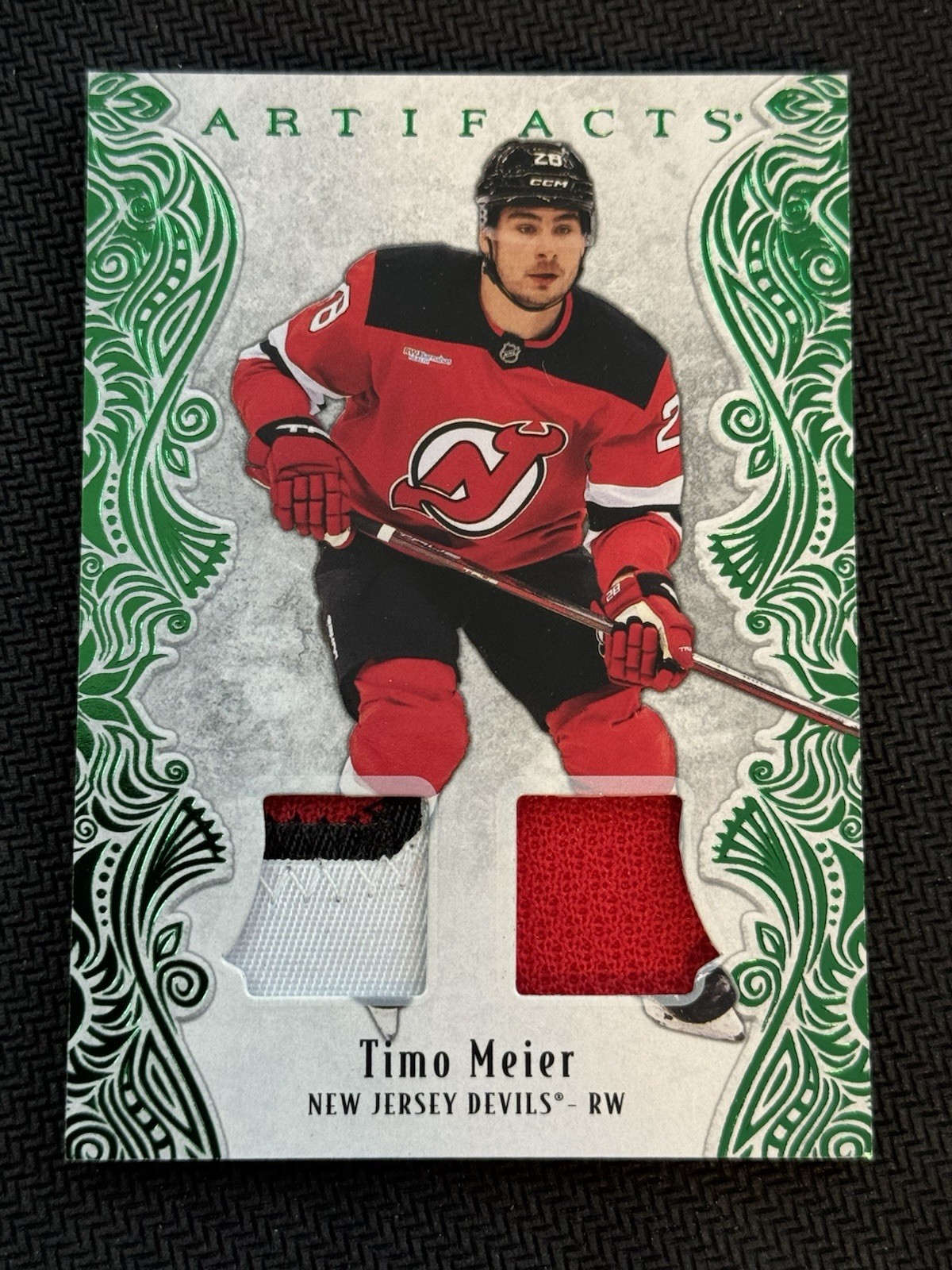 TIMO MEIER 2025-26 Upper Deck Artifacts Emerald Material Dual Patch /65 SHARKS