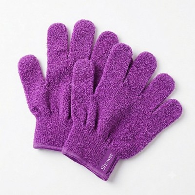 Premium Korean Italy Towel 1 Pair Exfoliating Body Scrub Nylon Glove Purple