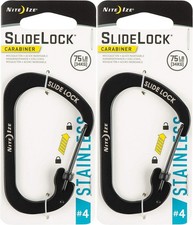 Nite Ize SlideLock Stainless Steel Carabiner 4 - Black 2-Pack 