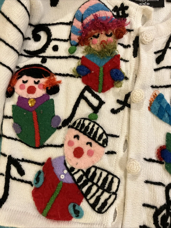 ANTIGO SUÉTER CARDIGÃ INFANTIL Michael Simon anos 90 colorido CORES DE NATAL 2T - Imagem 2 de 4