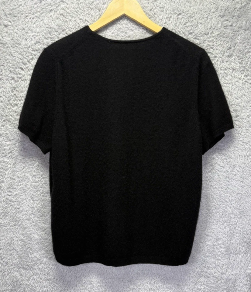 Lands' End Womens 100% Cashmere Short Sleeve Sweater Black Quiet Luxury  Large - Image 2 of 4