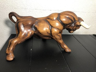 Vintage Ceramic Long Horn Bull Sculpture-Large Approx 14 L x 7 T x 8 W.