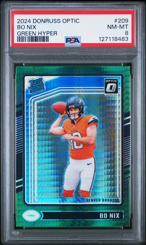 2024 PANINI DONRUSS OPTIC GREEN HYPER #209 BO NIX ROOKIE RC PSA 8