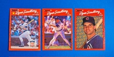 Lot of Three 1990 Donruss Ryne Sandberg NO DOT AFTER INC Error Cards Cubs Legend