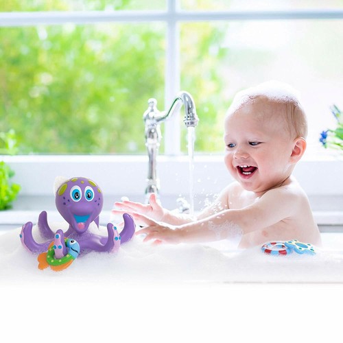 Nuby Purple Octopus Hoopla Floating Interactive Bath Toy - 3 Tossing Rings - Fun - 第 4/12 張圖片