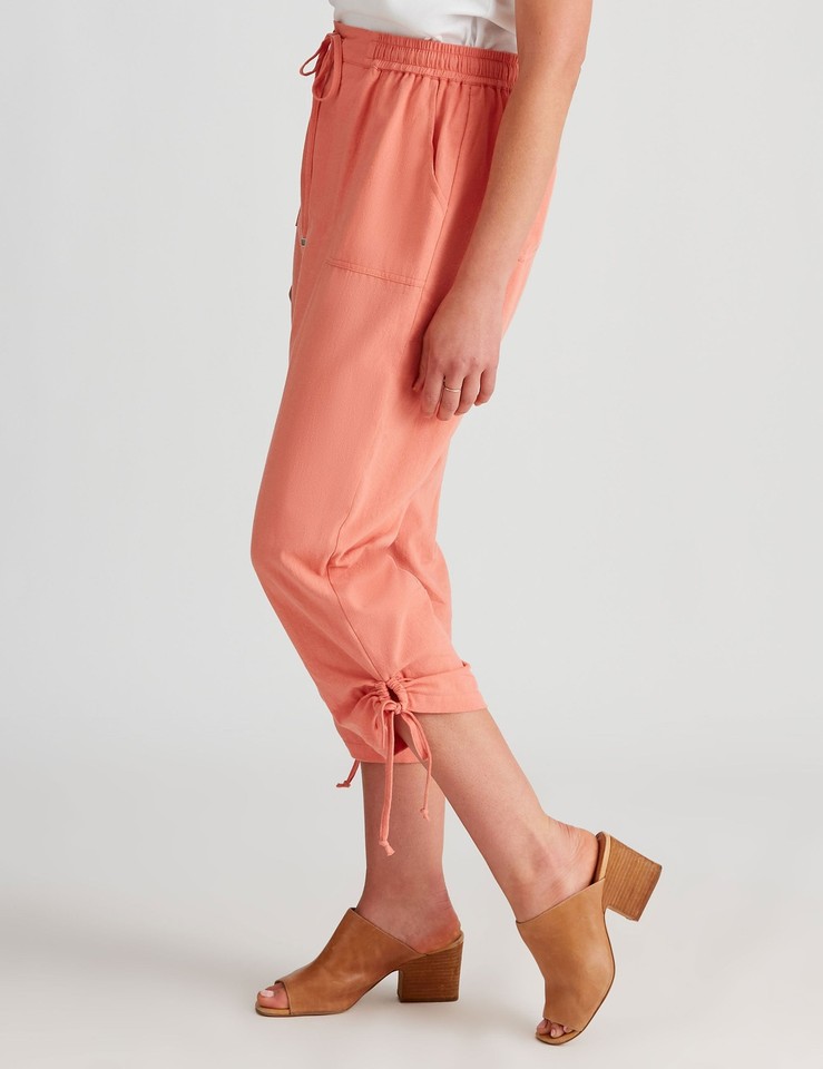 Womens Pants Pink Summer Cropped Cotton Casual Fashion Trousers