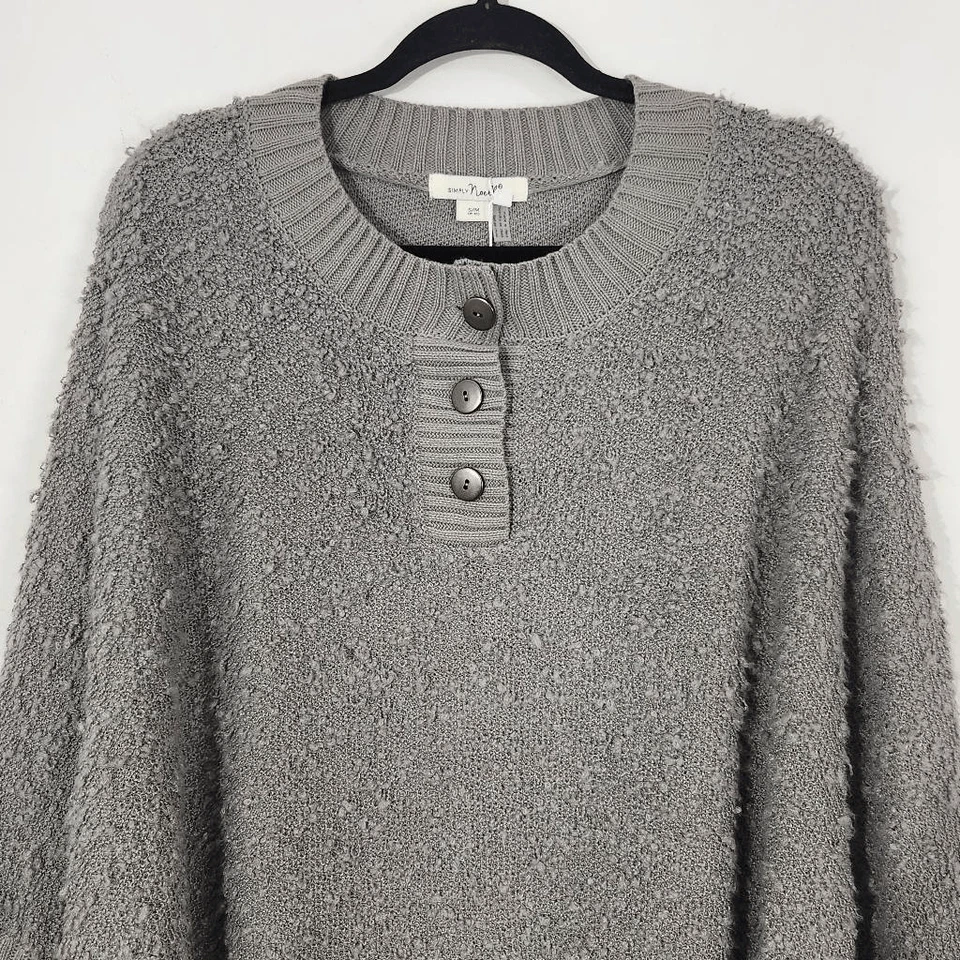 Suéter Poncho Simply Noelle Gris Nuevo con Etiquetas Talla Pequeña/Mediana Gris Suéter Foto 2 de 4