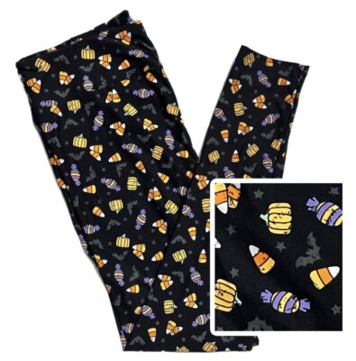 L/XL Lularoe Kids Leggings 2023 Halloween Witchful Thinking Polka Dot Candy