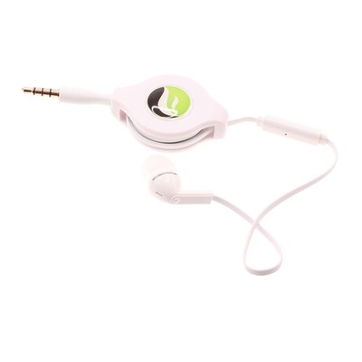 Headphone Retractable Mono Earphone 3.5mm w Mic Headset for Cell Phones
